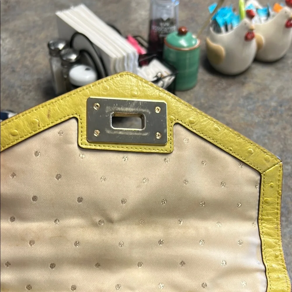 kate spade Yellow Ostrich-Texture Satchel with Top Handle